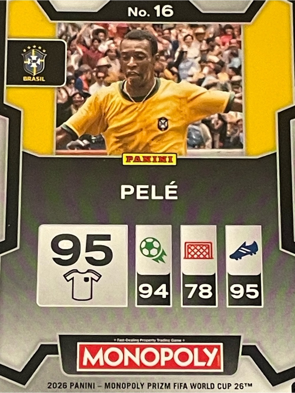 2026 Panini Prizm Monopoly FIFA World Cup #16 Pele Brazil Base Card - Picture 6 of 6